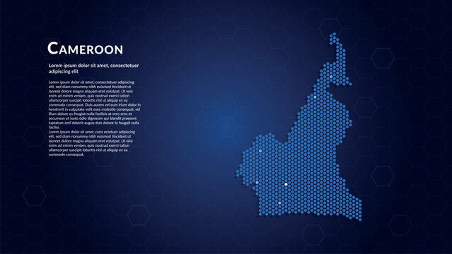 Map of Cameroon. Digital dot map highlighting the country's most important cities.