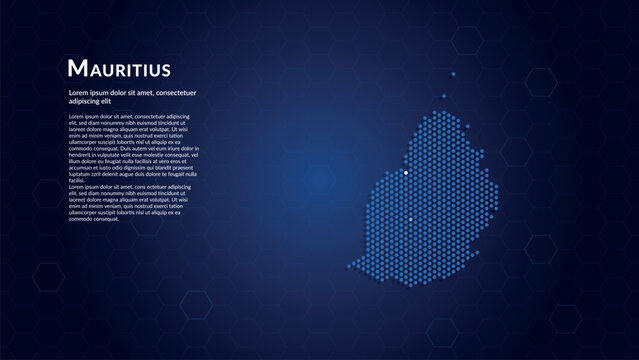 Map of Mauritius. Digital dot map highlighting the country's most important cities.