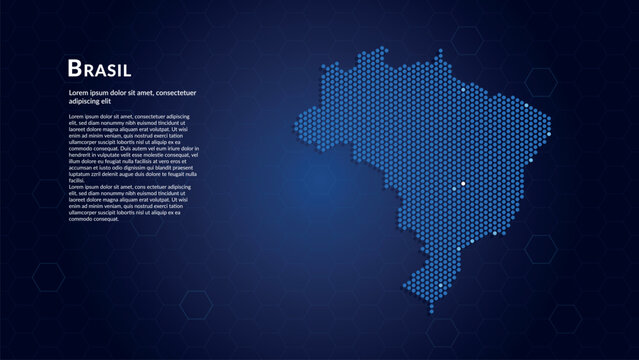 Map of Brasil. Digital dot map highlighting the country's most important cities.