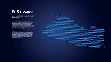Map of El Salvador. Digital dot map highlighting the country's most important cities. © Planet Caravan