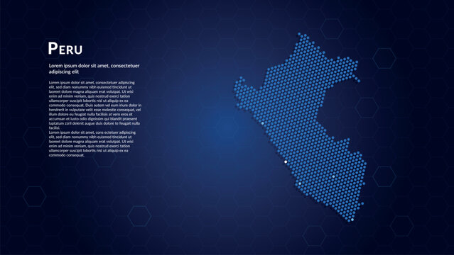 Map of Peru. Digital dot map highlighting the country's most important cities.