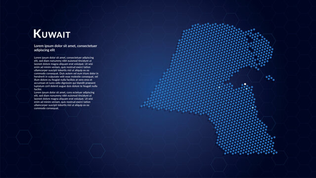 Map of Kuwait. Digital dot map highlighting the country's most important cities.