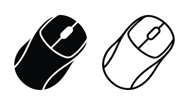 Computer Mouse Silhouettes On White Background Minimalist Design