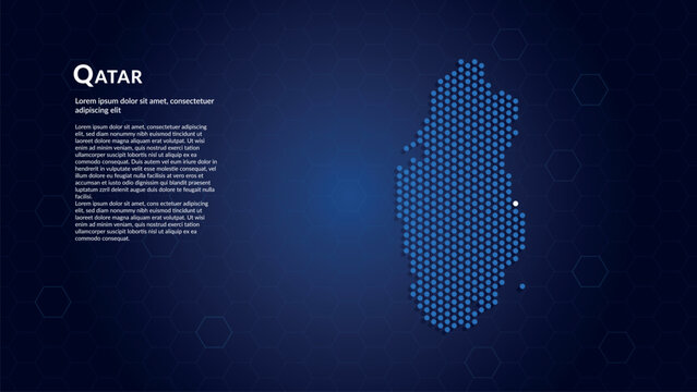 Map of Qatar. Digital dot map highlighting the country's most important cities.