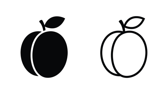 Peach Silhouette Icons On White Background apricot