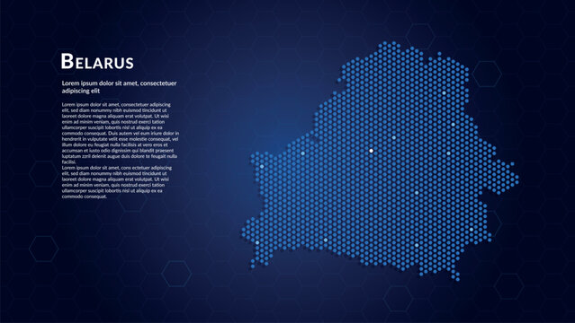 Map of Belarus. Digital dot map highlighting the country's most important cities.