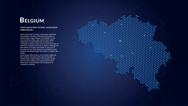 Map of Belgium. Digital dot map highlighting the country's most important cities.