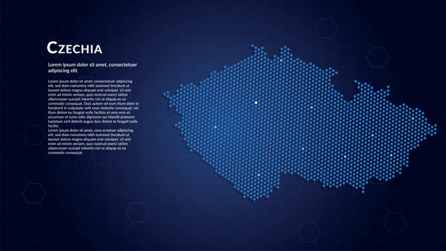 Map of Czech Republic. Digital dot map highlighting the country's most important cities.