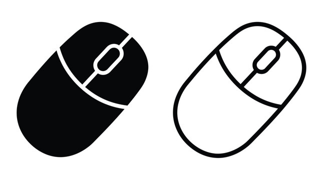 Computer Mouse Icons Black And White Line Art On White Background