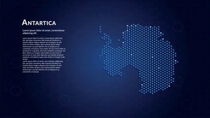 Map of Antarctica. Digital dot map highlighting the country's most important cities. © Planet Caravan