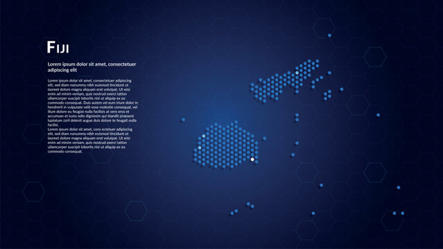 Map of Fiji. Digital dot map highlighting the country's most important cities.