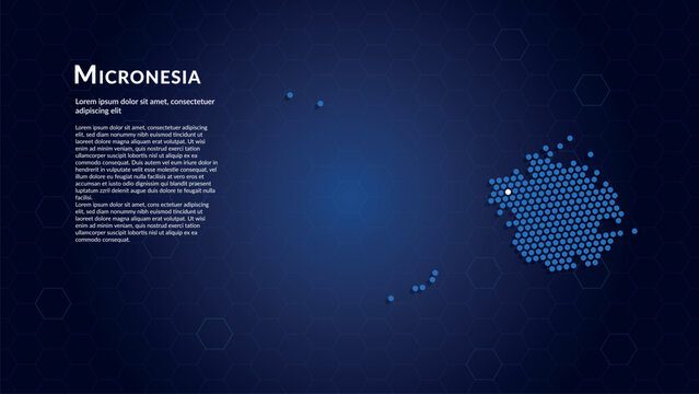 Map of Micronesia. Digital dot map highlighting the country's most important cities.