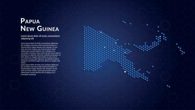 Map of Papua New Guinea. Digital dot map highlighting the country's most important cities.