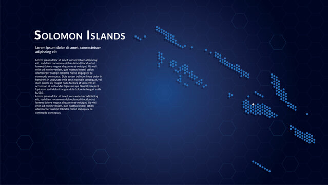 Map of Solomon Islands. Digital dot map highlighting the country's most important cities.