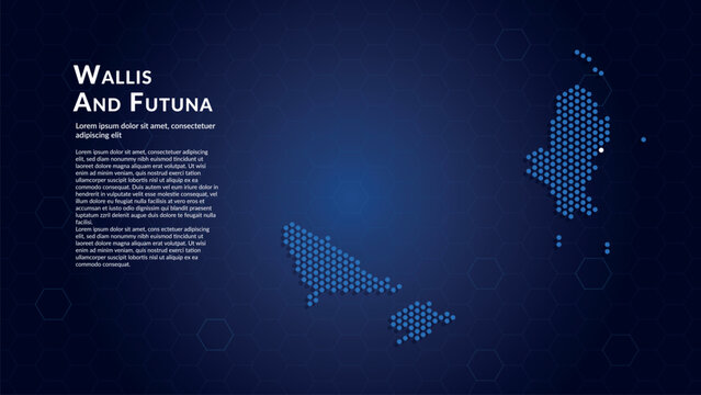 Map of Wallis And Futuna. Digital dot map highlighting the country's most important cities.