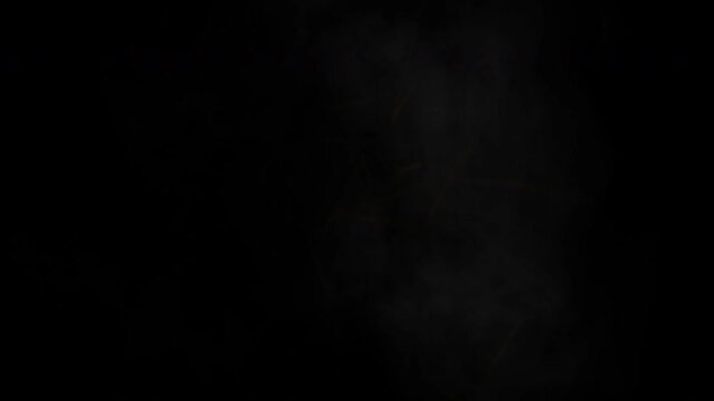 Gun Muzzle Flash Blast FX with Smoke and Fire Animation on Black Background