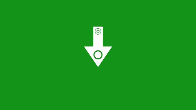 unique map down pointer with pin badge white color with star and circle icon on green screen