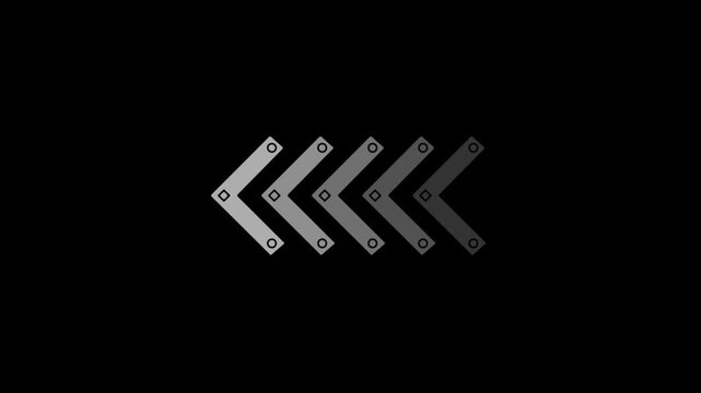 black and white left arrow icon, animated left directional white arrow icon for overlay.  moving arrow swipe animation video, download button. loading animation, next button concept