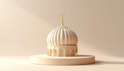 Obraz premium Minimalist Islamic Mosque Dome on Pedestal.