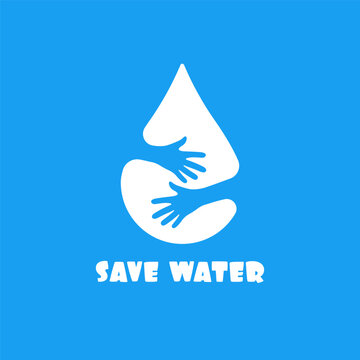 save water banner with white drop and embrace