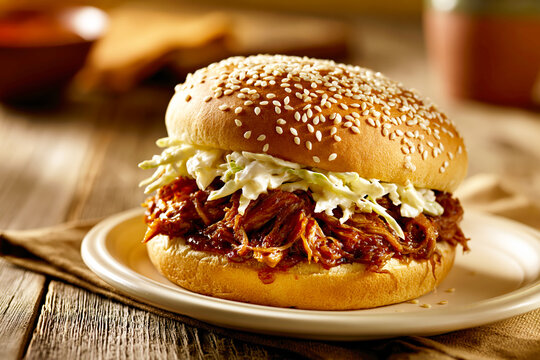 Pulled Pork Burger With Coleslaw &ndash; AI Generative