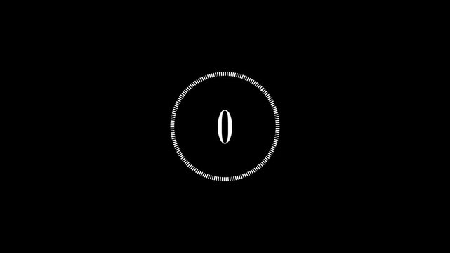 Countdown timer from five to zero with circular animation. 4k video