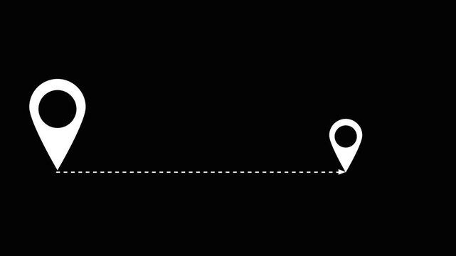 Modern location icon with distance indicator on dark background. 4k video