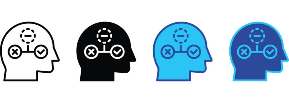 Ineffective Decision Making banner web icon line outline color vector illustration