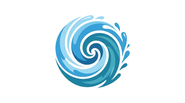 Abstract Swirling Blue Water Vortex Symbol.