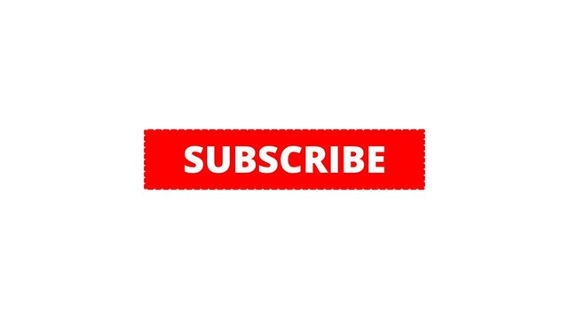 Dynamic red subscribe button animation with clean modern style for overlays, transitions, promos, streaming, and broadcast video projects, ready to use, alpha channel
