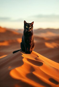 Black Cat with Glowing Eyes