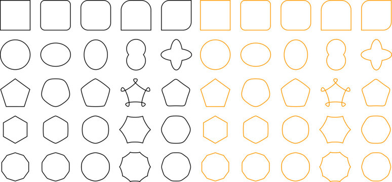 Geometric frame outline vector shapes pack suitable for minimalist logo design badge label or product branding decoration