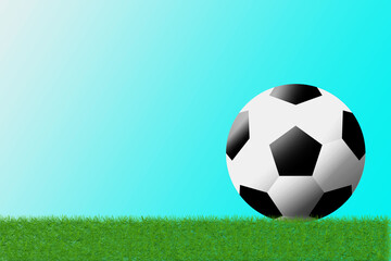 Fototapeta premium Classic Soccer Ball on Green Grass with Negative Space Background