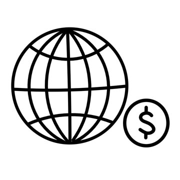 earth globe icon woth dollar icon. Beat gor economic global design