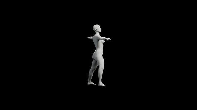 Mannequin in t-pose against black background