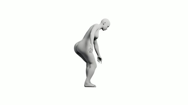 3D render of figure model in standing pose against white background