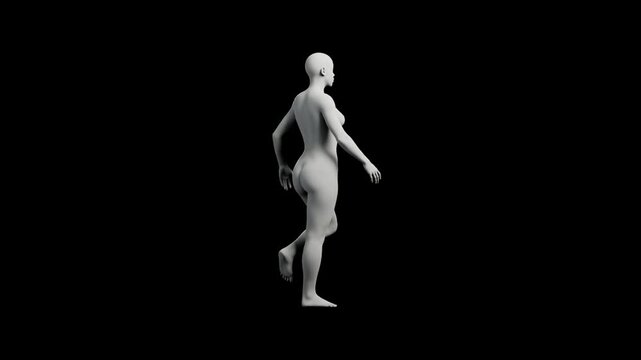 3D rendered figure model standing against black background