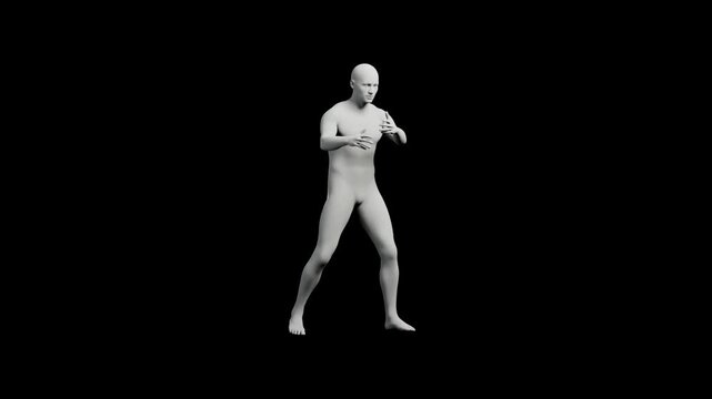 Mannequin gesturing in side view