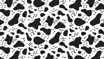 Fototapeta premium Black and White Seamless Dalmatian Pattern. Animal Skin Pattern Background