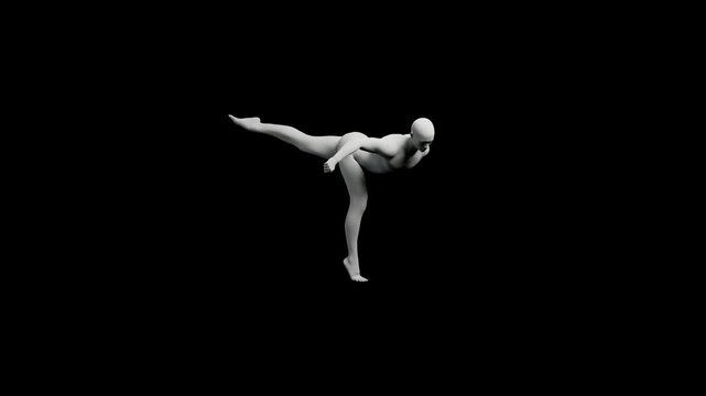 Mannequin in dynamic pose on black background