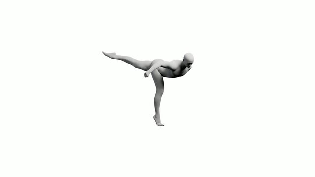 Mannequin in dynamic pose on white background