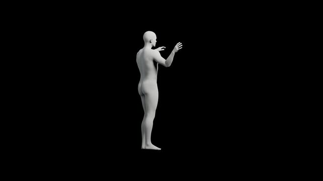 Mannequin with arms outstretched against black backdrop