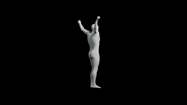 Mannequin arms raised confident pose