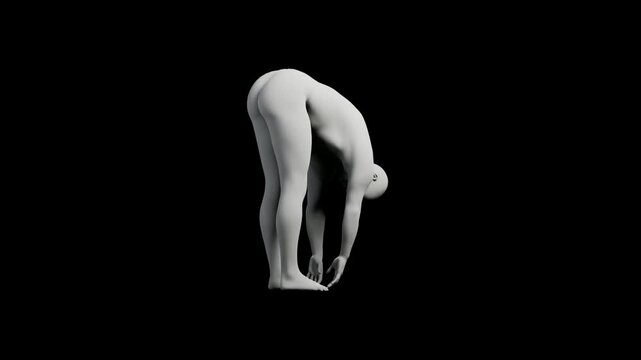 Mannequin bending over in front view