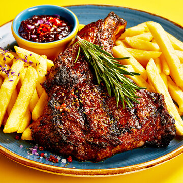 Grilled Steak with Fries &ndash; AI Generative