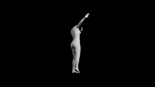 3D rendered figure model dabbing on black background