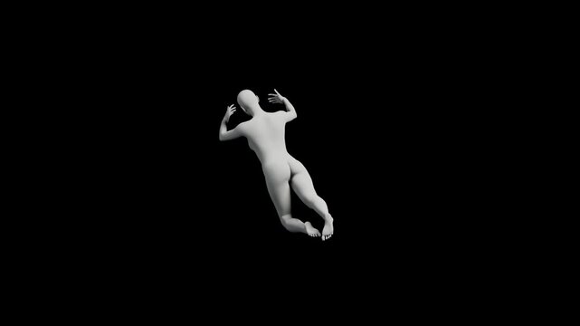 Diving figure model in black background
