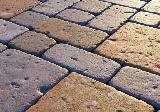 Close up of textured natural stone pavers arranged in an interlocking pattern, suitable for backyard patios and outdoor living spaces, foundation, outdoor, flagstone