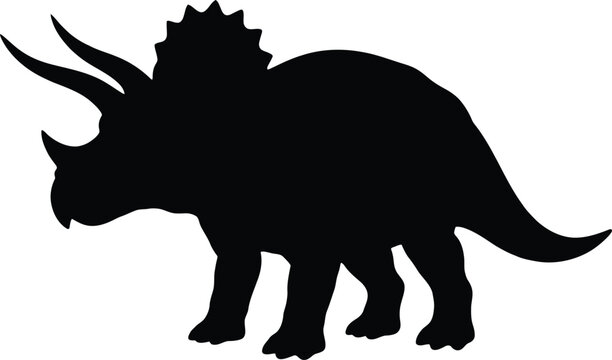 Triceratops dinosaur silhouette walking.