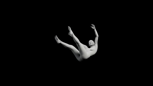 Determined figure model reaching upward